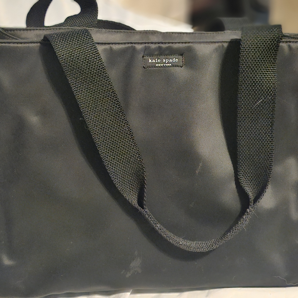 kate spade Black Nylon Laptop Tote with Webbed Handles